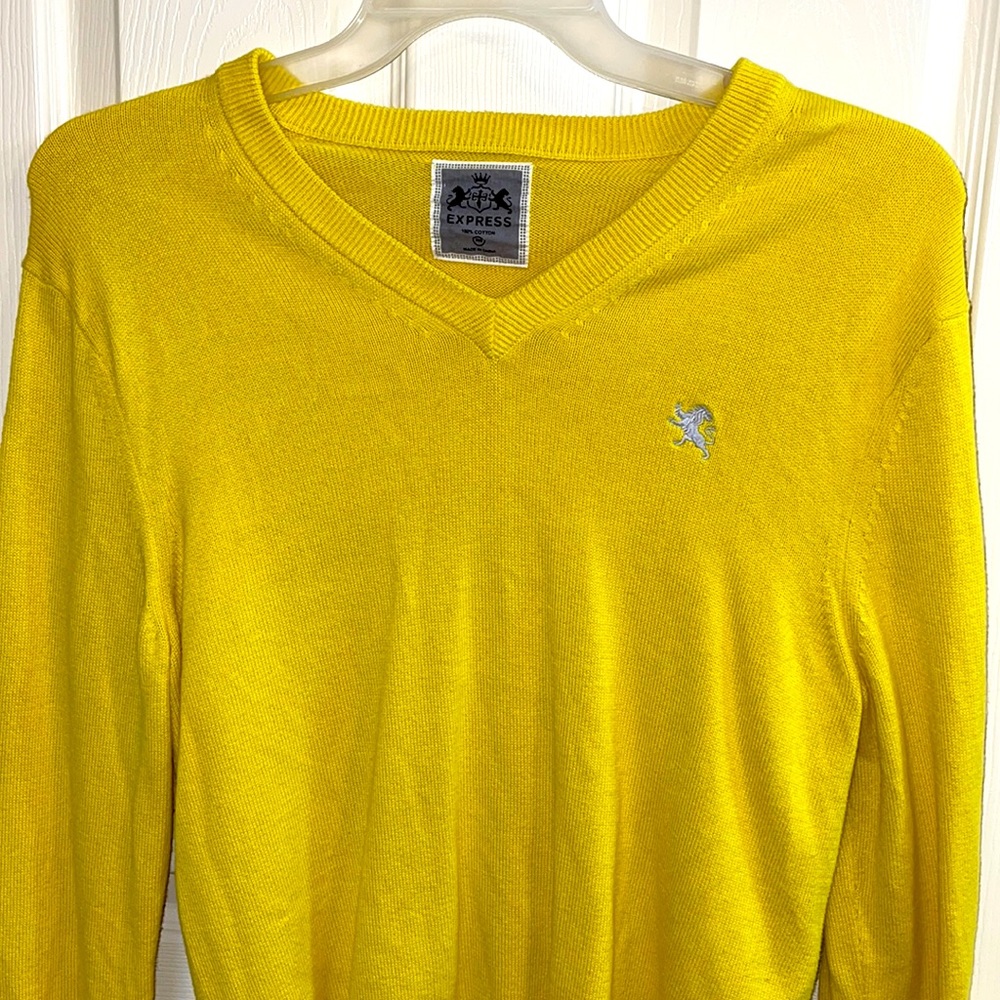 🔥Men’s Express V Neck Sweater | Color: Yellow | Size: M🌟